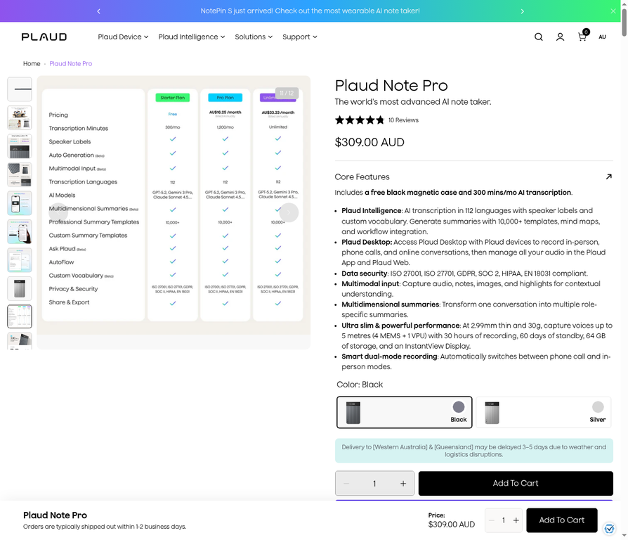 Product Page with Cart Options