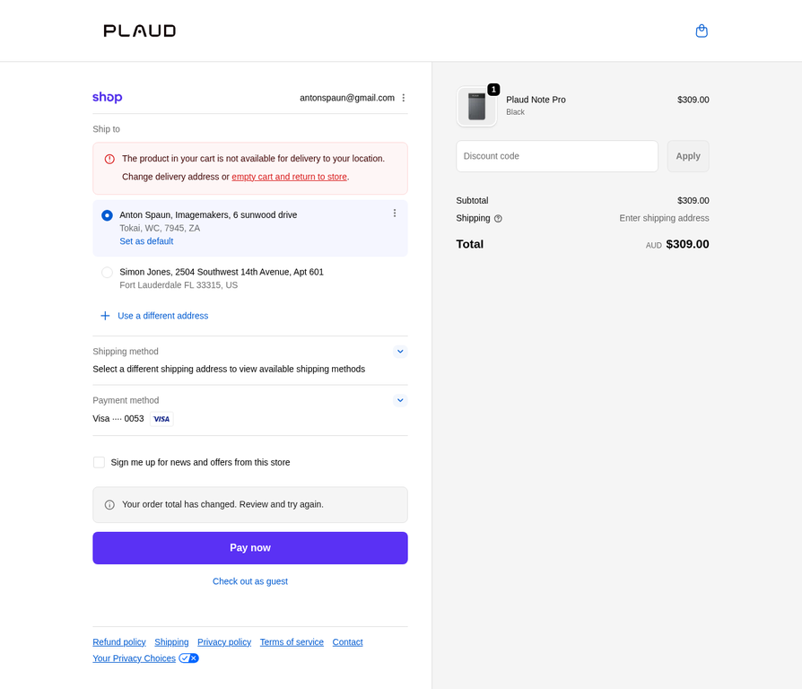 Viewing Saved Addresses