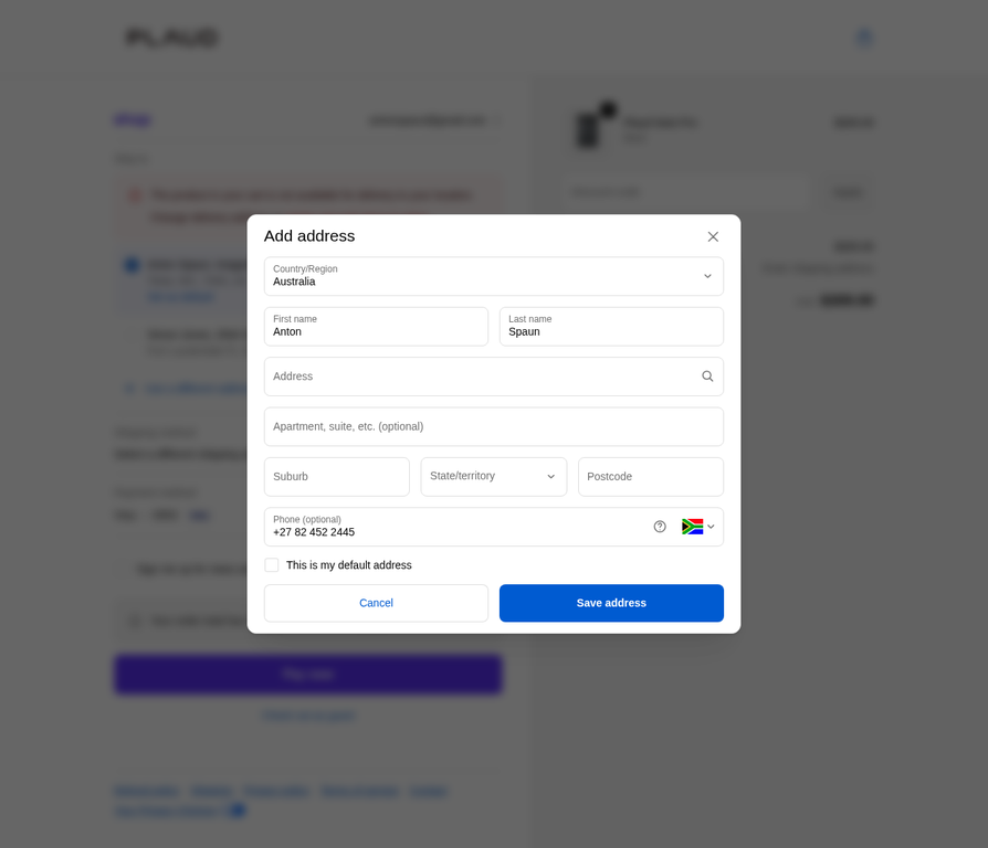 Adding New Sydney Address