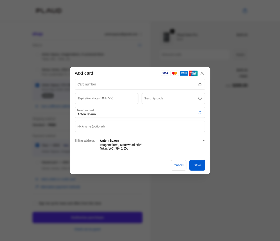 Add Card Form Opened