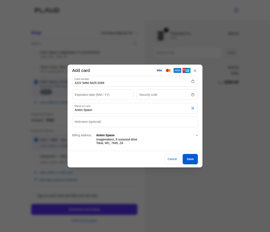 Entering Investec Card Number